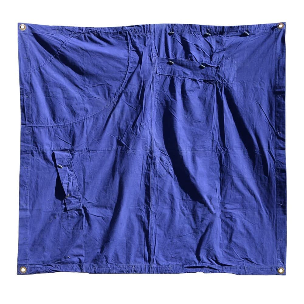 ルーマニア軍放出品 テントシート 軍幕 ブルー 正方形 コットン