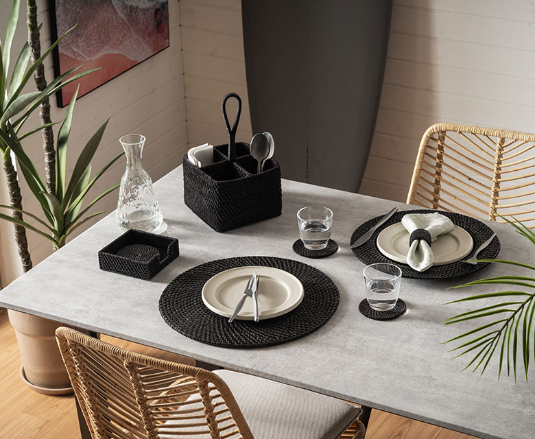 プレートトレイ ラタン 籐 ブラック ラウンド 円形 チャージャー