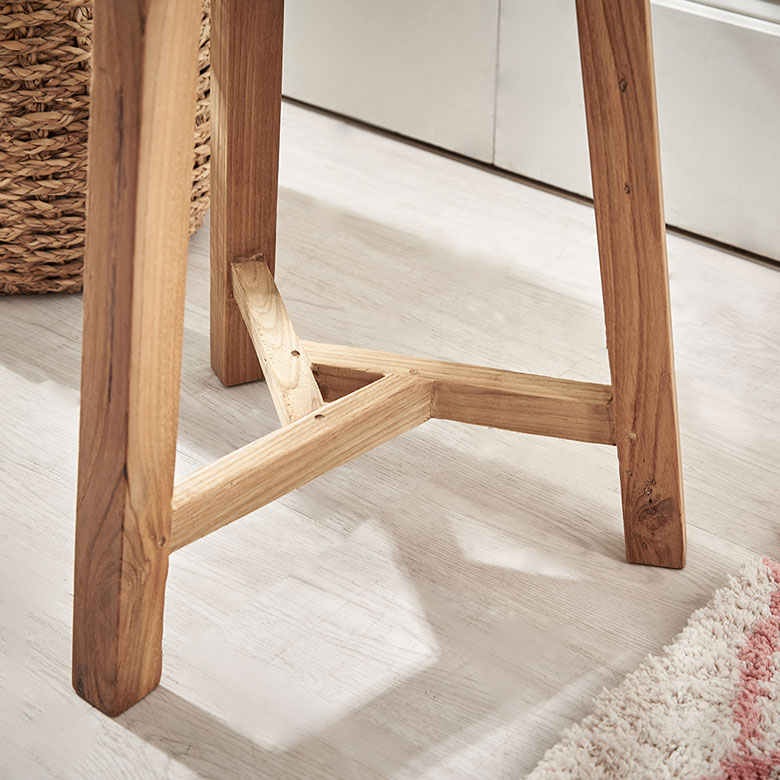 スツール チークウッド 天然木 木製 ハイタイプ 古材 約 W 40cm D 40cm