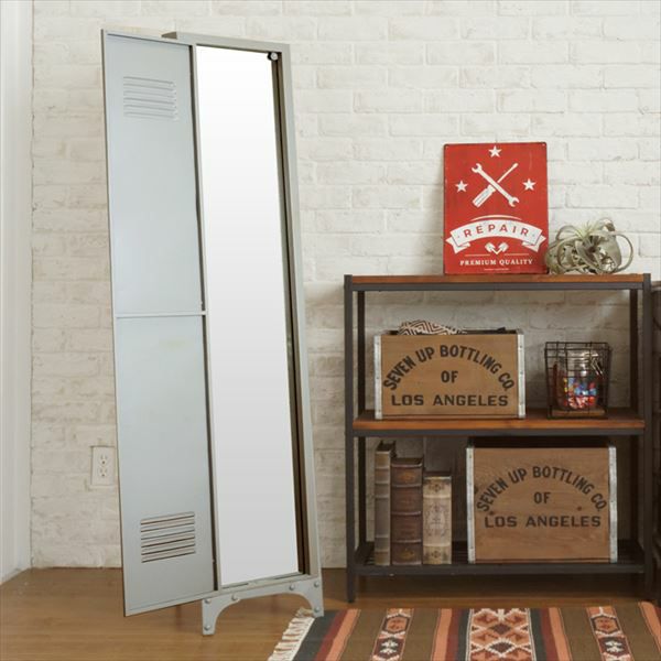 ロッカー風 スタンドミラー(91070)【生活雑貨のELEMENTS本店