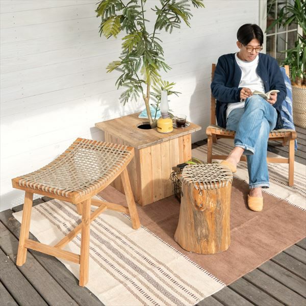 ロープチェア スツール チェア 一人掛け 木製フレーム [13726] 【 椅子