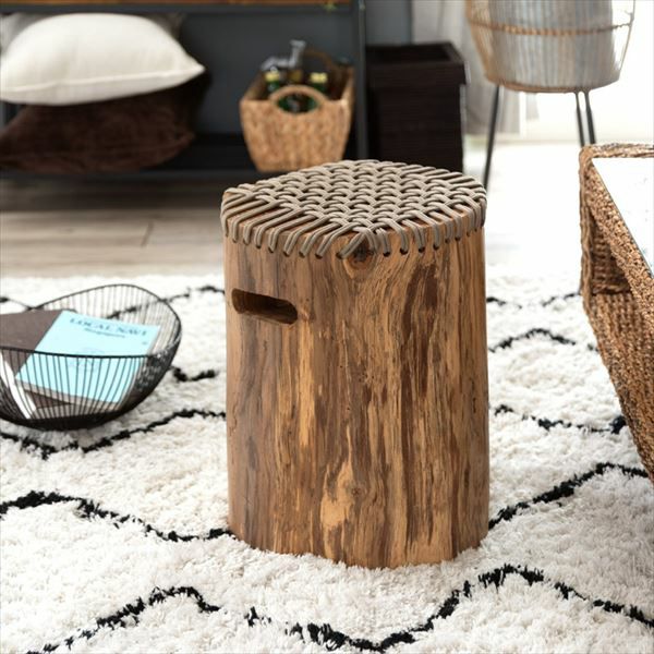 スツール 切り株風スツール 一人掛け ロープ座面 [13725] 【 椅子