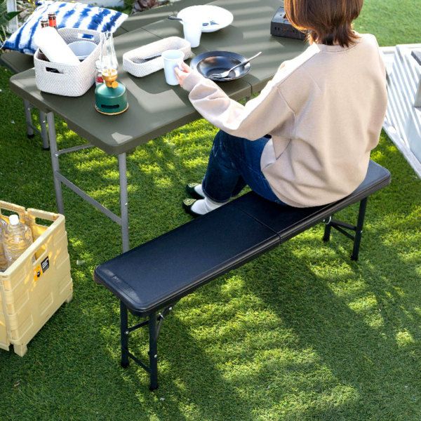 アウトドアベンチ 折りたたみ 2人掛 W 118 × D 25 cm プラスチック