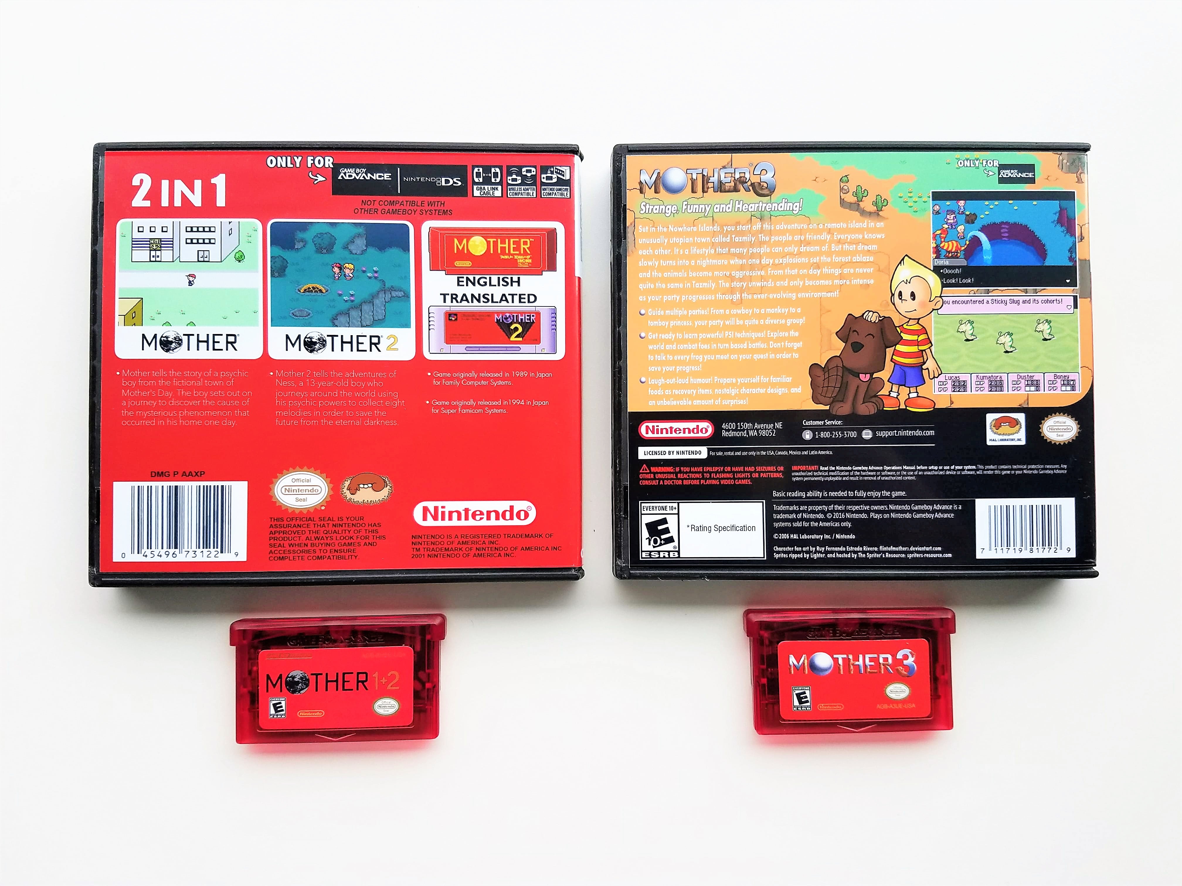 Mother 1 + 2 + 3 Game & Cases (English Translated) Gameboy Advance