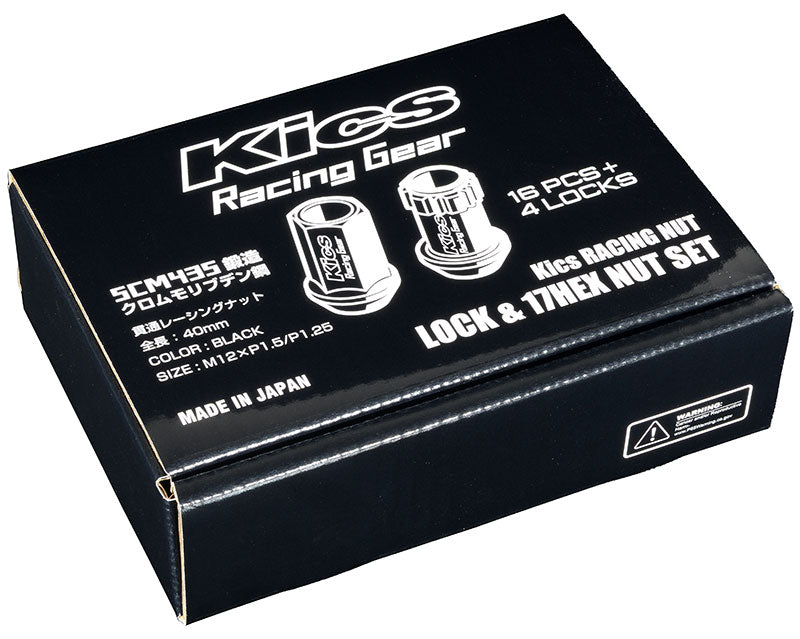 Project Kics Racing 17Hex Lug Nut & Lock Set 12x1.5 20PC Black