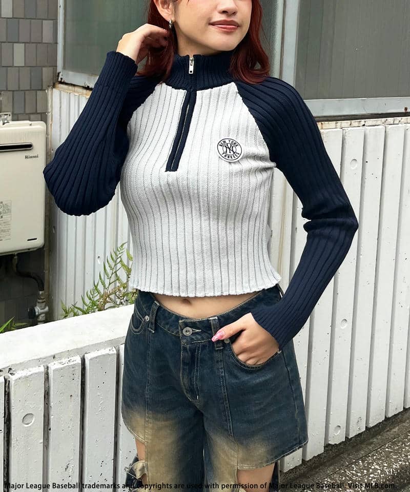 MLB】サークルロゴハーフZIPニットトップス｜BACK TO THE FIELD バック