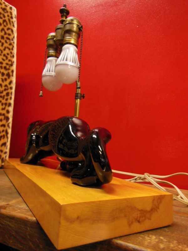 1950'S ROYAL HAEGER BLACK PANTHER/LEOPARD SHADE LAMP/1/ブラック