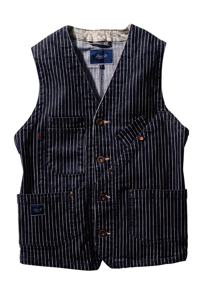 SOWA 桑和 DanD 1472-06 ヴィンテージ加工 ストレッチデニム ベスト