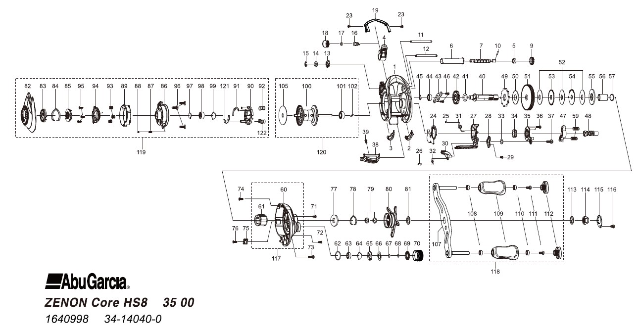 1640998 ZENON Core HS8 | PureFishing Japan 製品リールパーツリスト