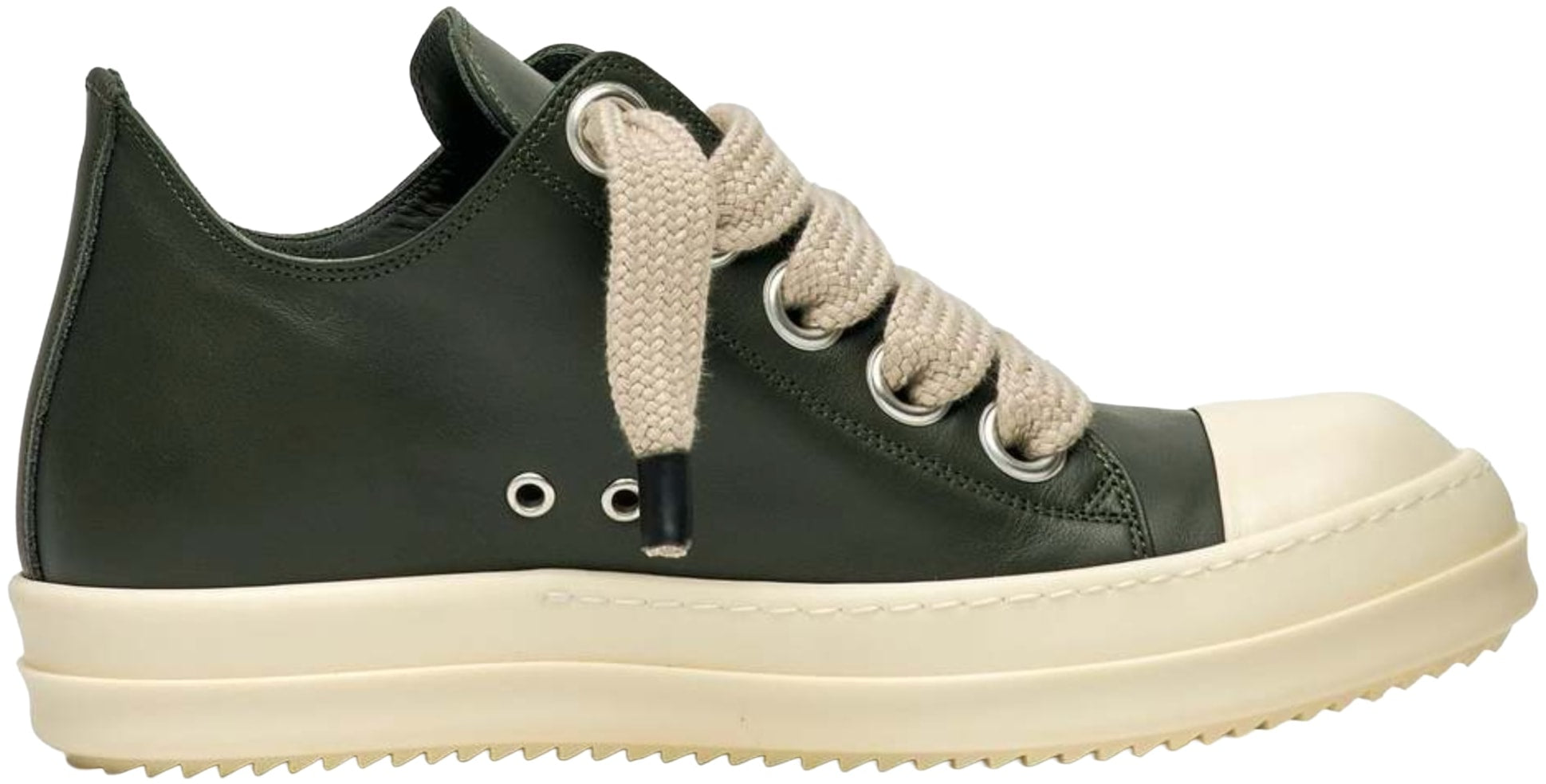 Rick Owens Leather Jumbo Lace Low 'Forest Green' Sneaks – Showroom LA