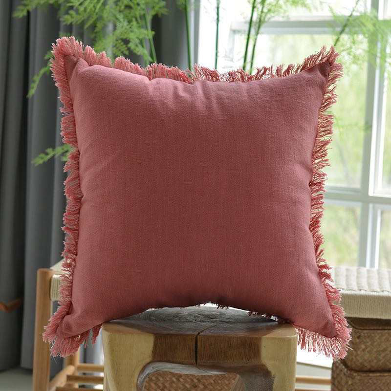 リネンフリンジ クッションカバー