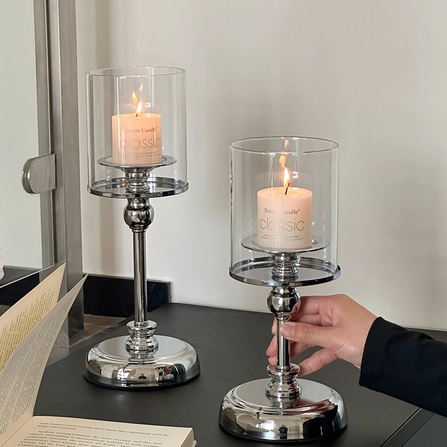 シルバーキャンドルスタンド＋キャンドル3点セット