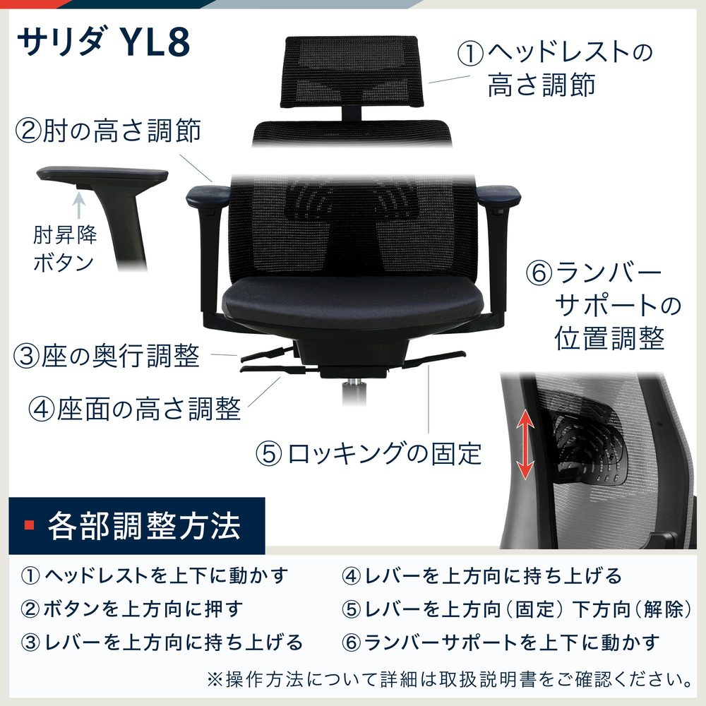 サリダチェア YL8 可動肘 YL8-SGBL-AEL｜オフィスチェア｜イトーキ公式