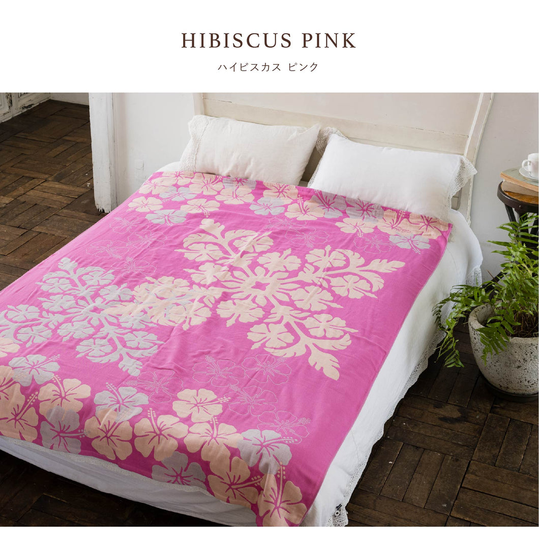 ガーゼケット ハワイアンキルト柄 ポノシリーズ #861a ピンク