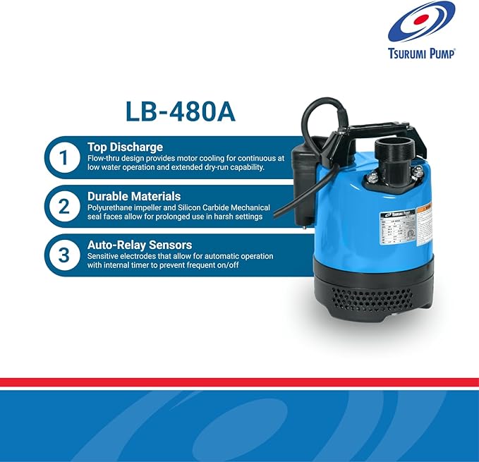 Tsurumi LB-480A Automatic Slimline Submersible Drainage Pump