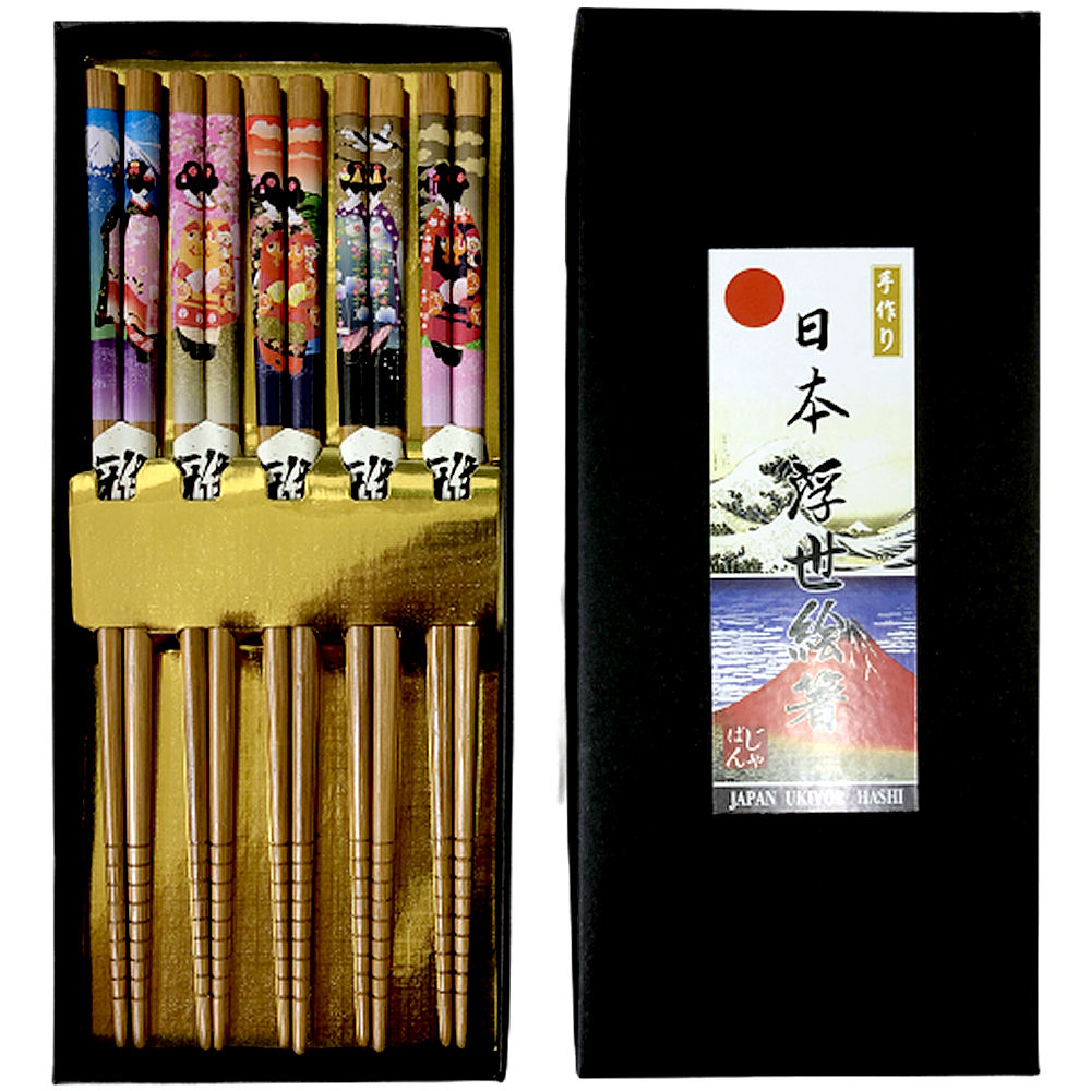 楽天市場】木製箸5膳セット 浮世絵 版画 北斎 広重 富士山シリーズ木製