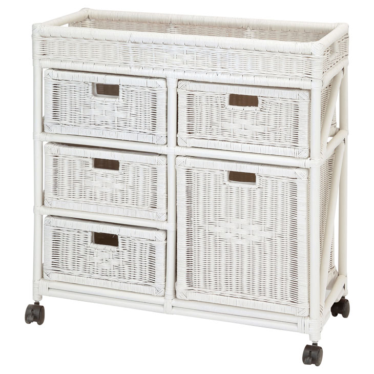 楽天市場】ラタン チェスト ワイド 4段 引き出し 天然籐 ランドリー