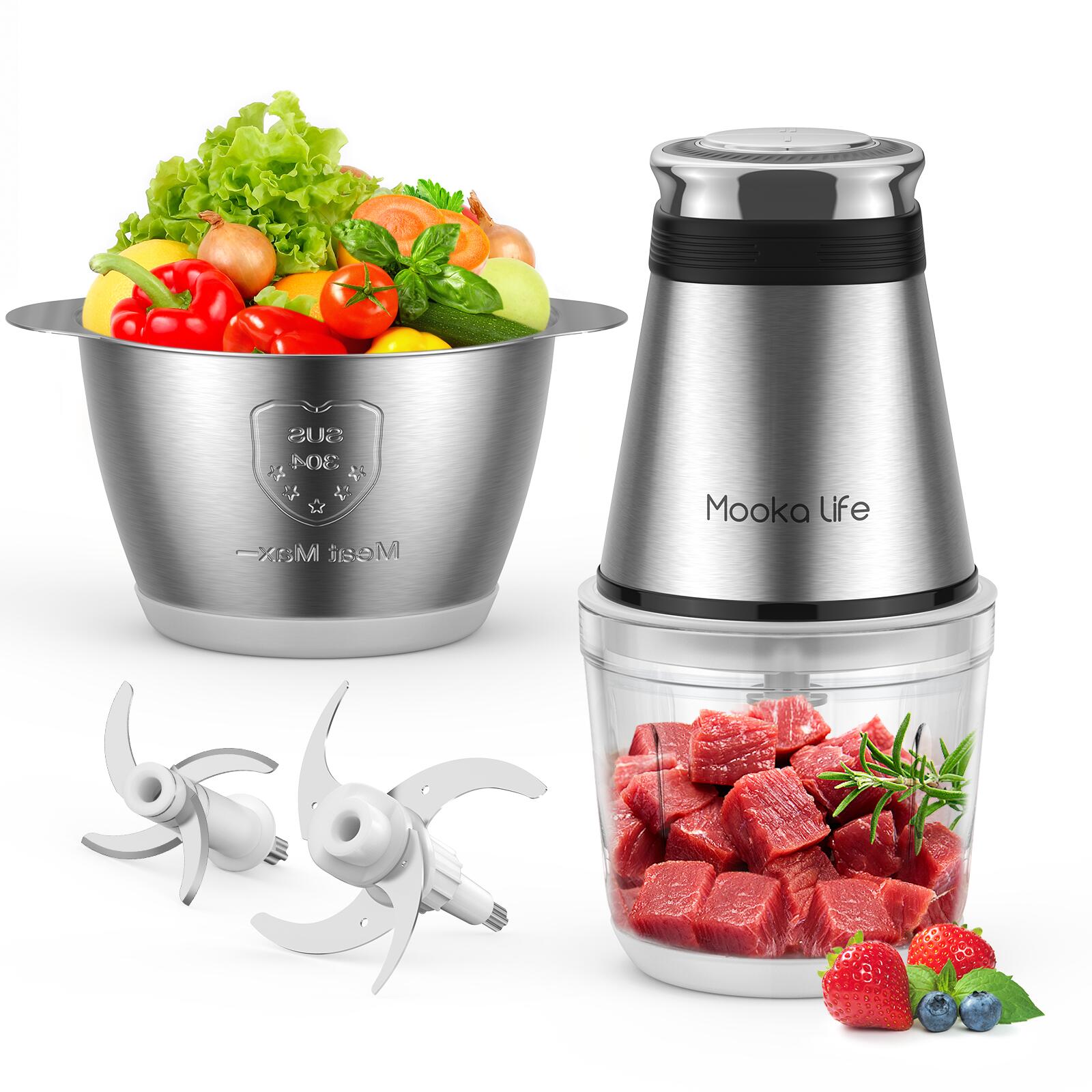 楽天市場】Mookalife フードプロセッサー 小型 2種類ボウル 容量0.6Lと