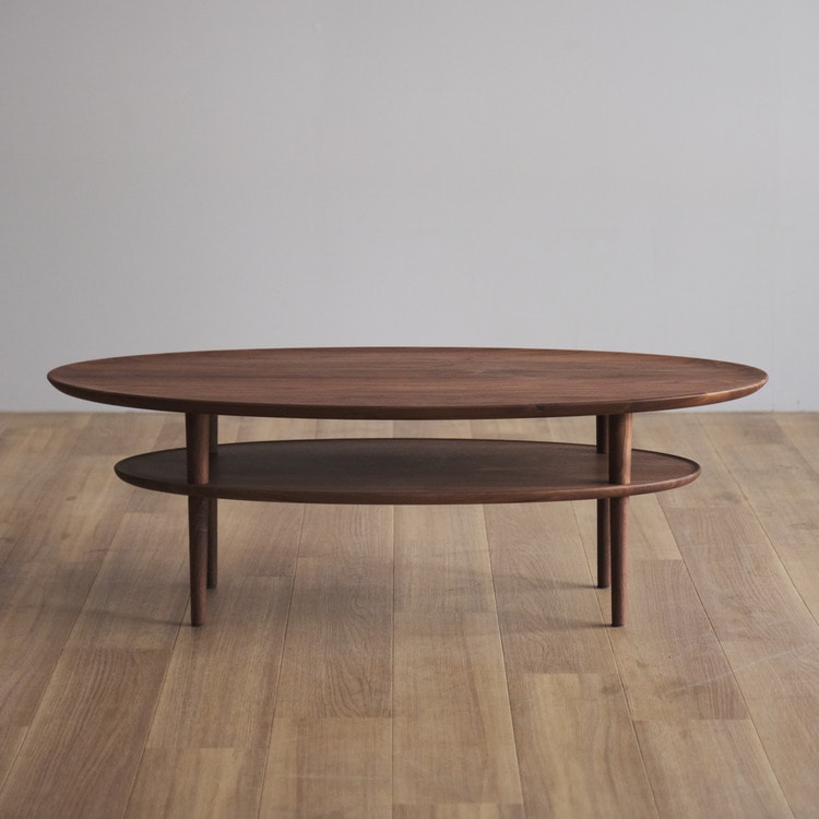 ボルド ローテーブル オーバル (樹種 / 塗装ウォールナット：オイル
