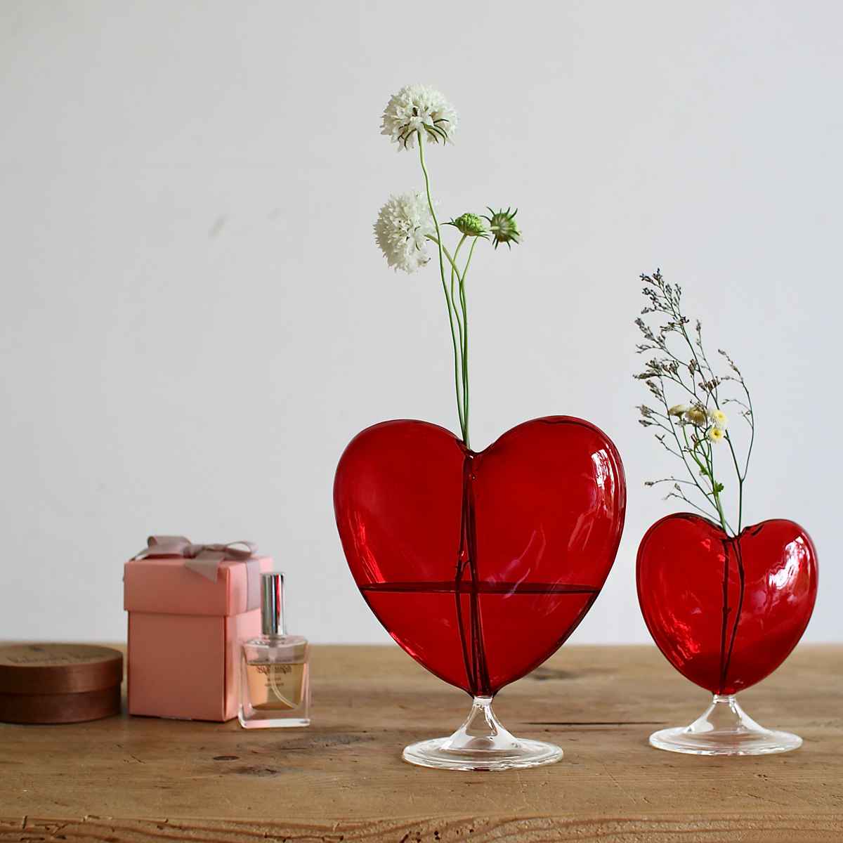 花瓶 ガラスハートフラワーベース L （ 花ビン 花びん 花器 フラワー