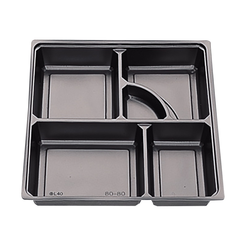 北原産業 紙ボックス弁当容器 80-80 中仕切付き くらしき／黒カルプ