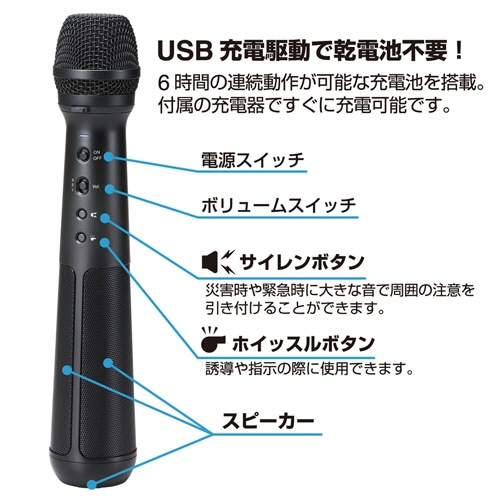 キングジム マイク型拡声器 スピーカー付きマイク SPMC10クロ 1本（ご