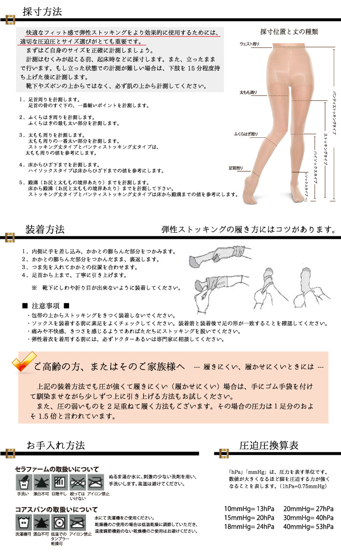 THERAFIRM Core-Spun（コアスパン）男性用 女性用 ハイソックス 10-15mmHg