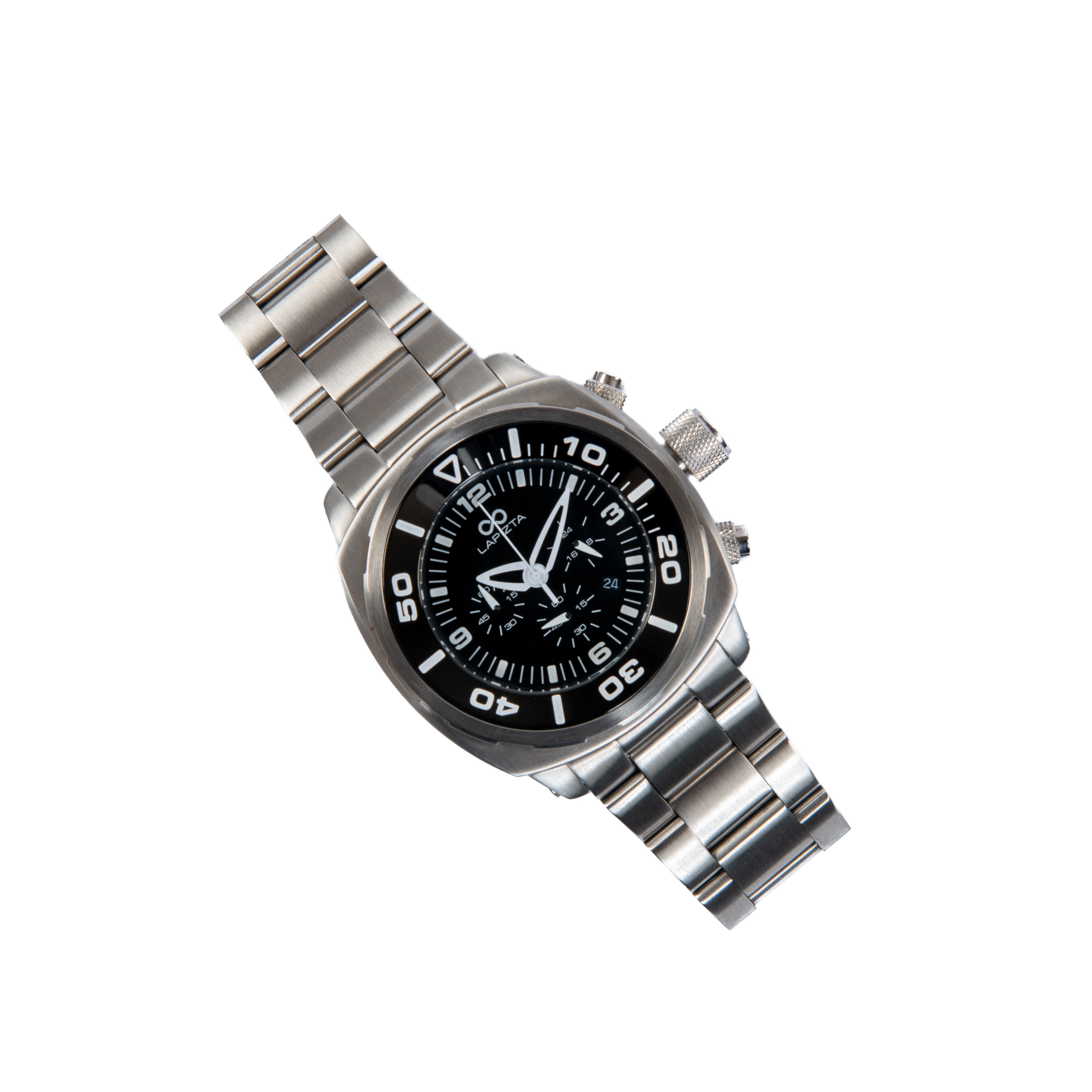 100M WR Steel Bracelet Black Chronograph Watch | Lapizta Zatara