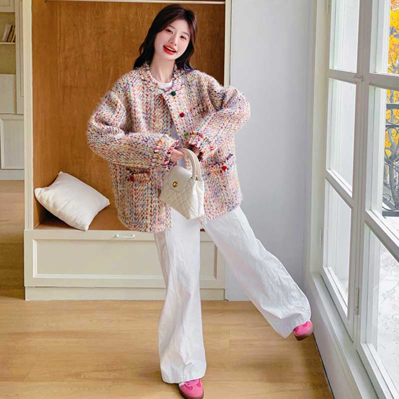 カラフルツイードジャケット（ピンク）秋/冬 秋冬を盛り上げるカラフル