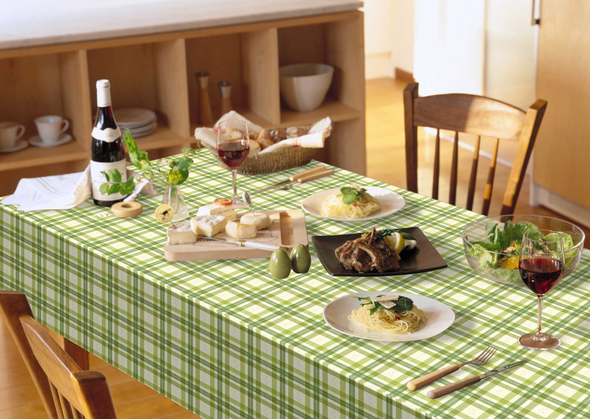 テーブルクロス チェック グリーン （幅 約130cm×長さ10cm