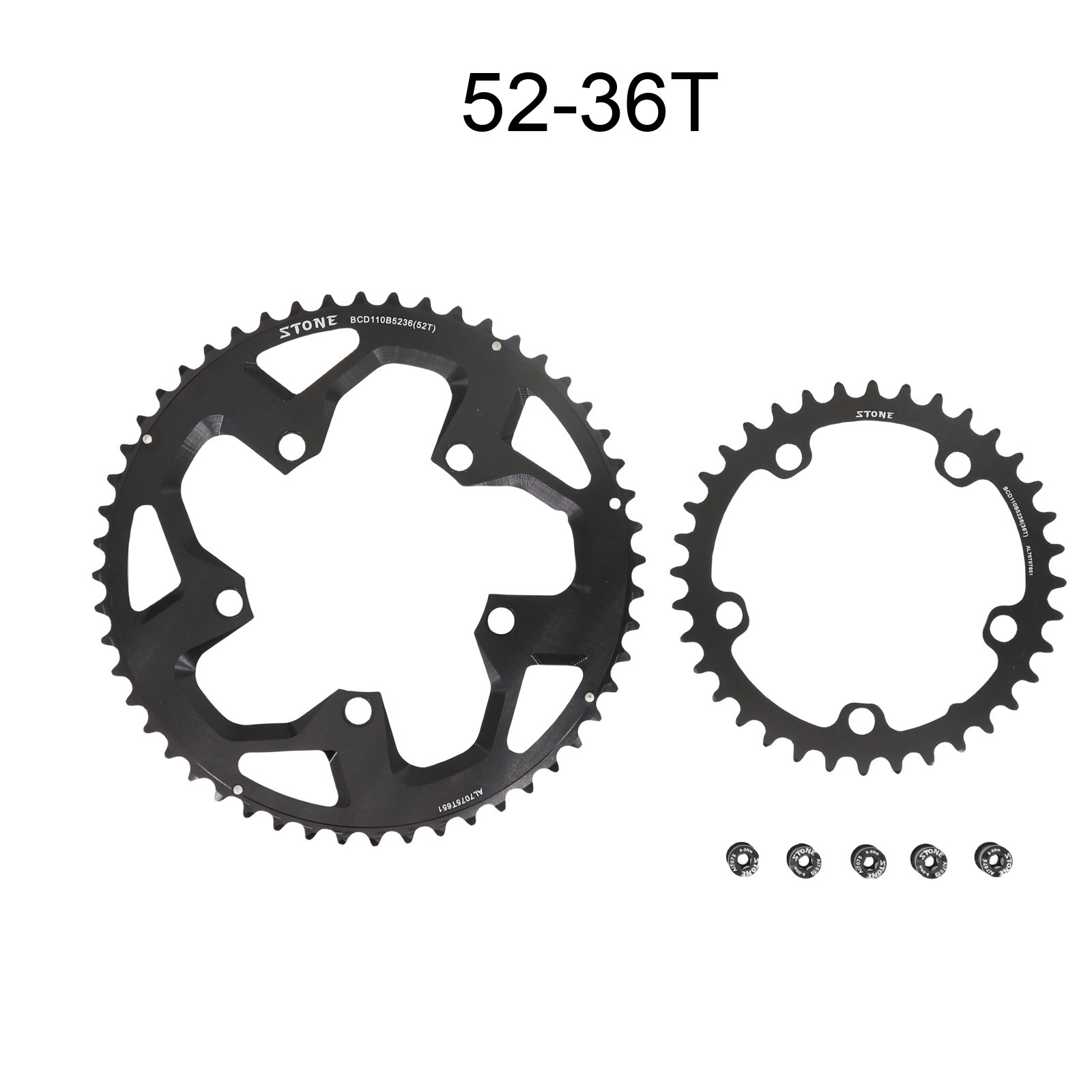 Stone バイク ラウンド ダブル チェーンリング 110bcd 2x 52 36T 53