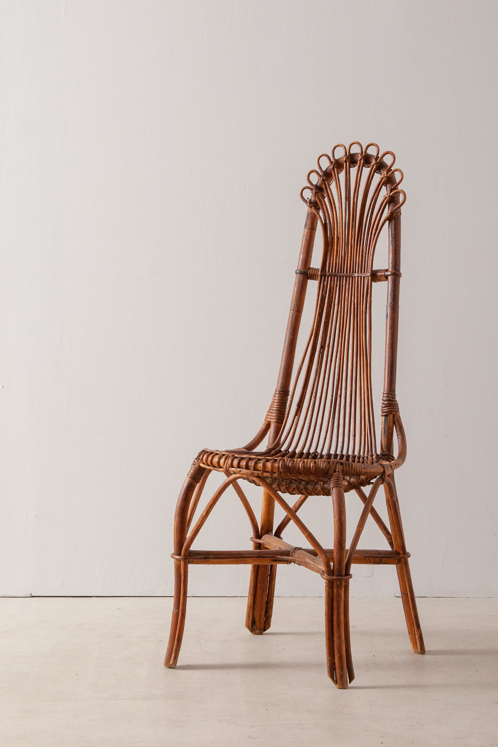 stoop | 19th Century Antique High-back Chair in Rattan