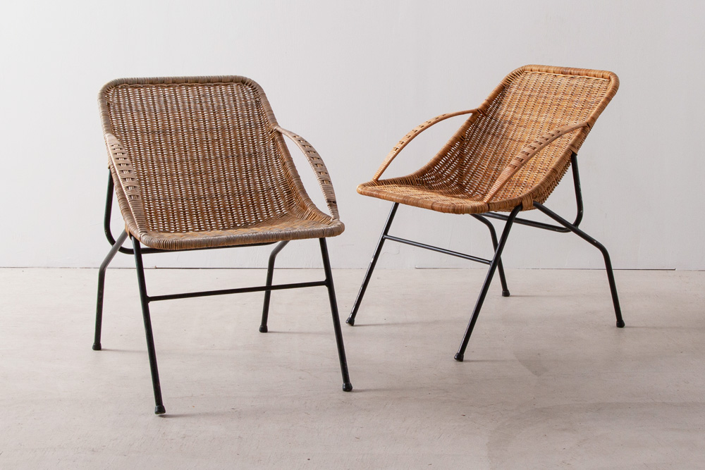 stoop | Vintage Chair in Rattan and Steel
