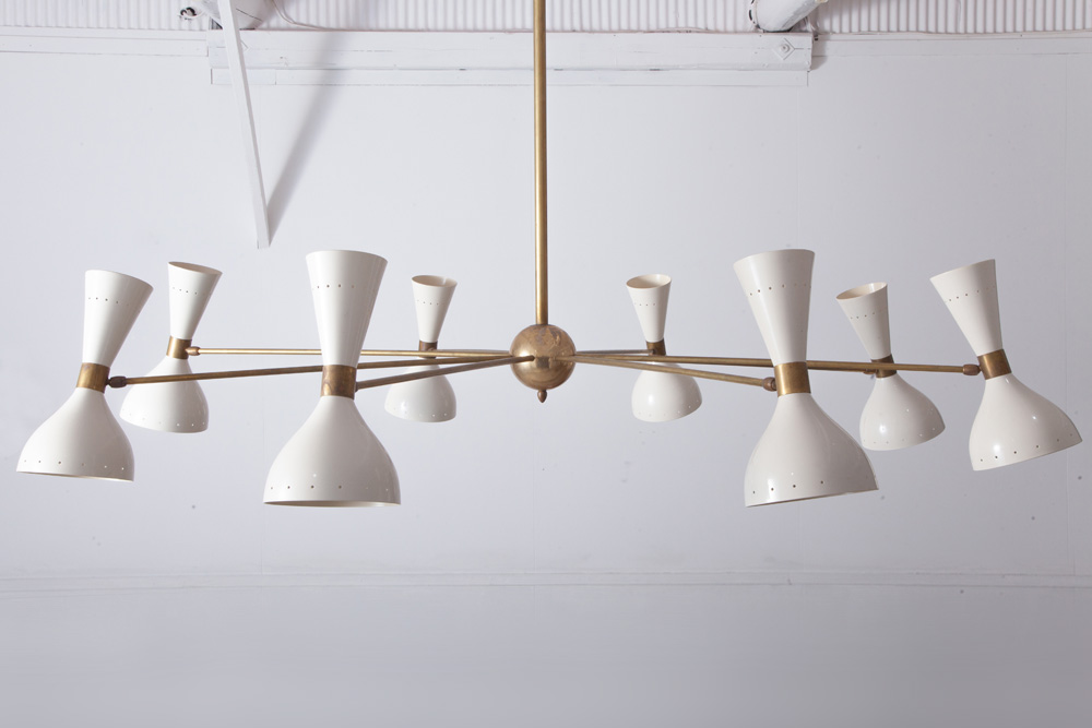 stoop | Mid-Century Modern Italian Stilnovo Style Eight-Arm Brass