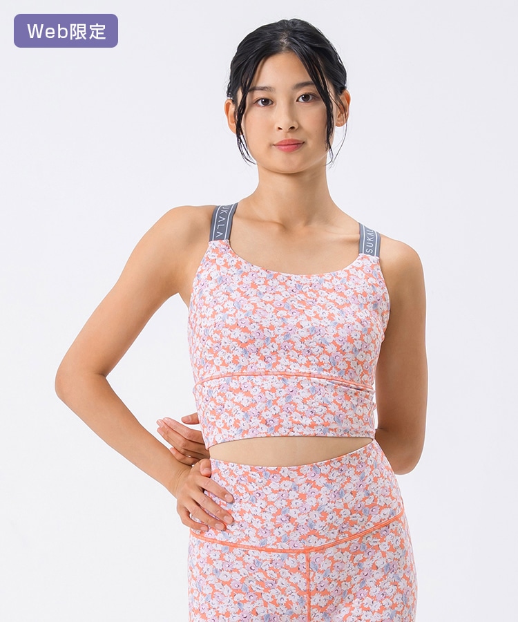 SUKALA】フラワーガーデンプリントクロスロゴブラトップ(XS・S・M・L