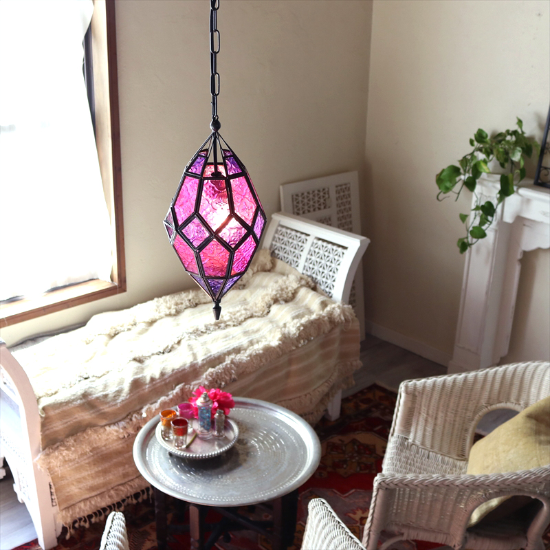 キリムスタイル / モロッコランプ・ガラスペンダントランプ/キャンドル
