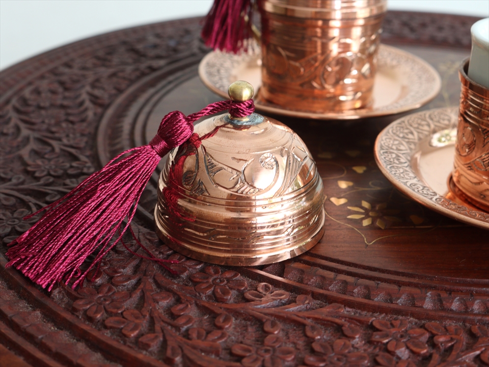 キリムスタイル / トルココーヒーカップ＆ソーサー銅製カバー付2客