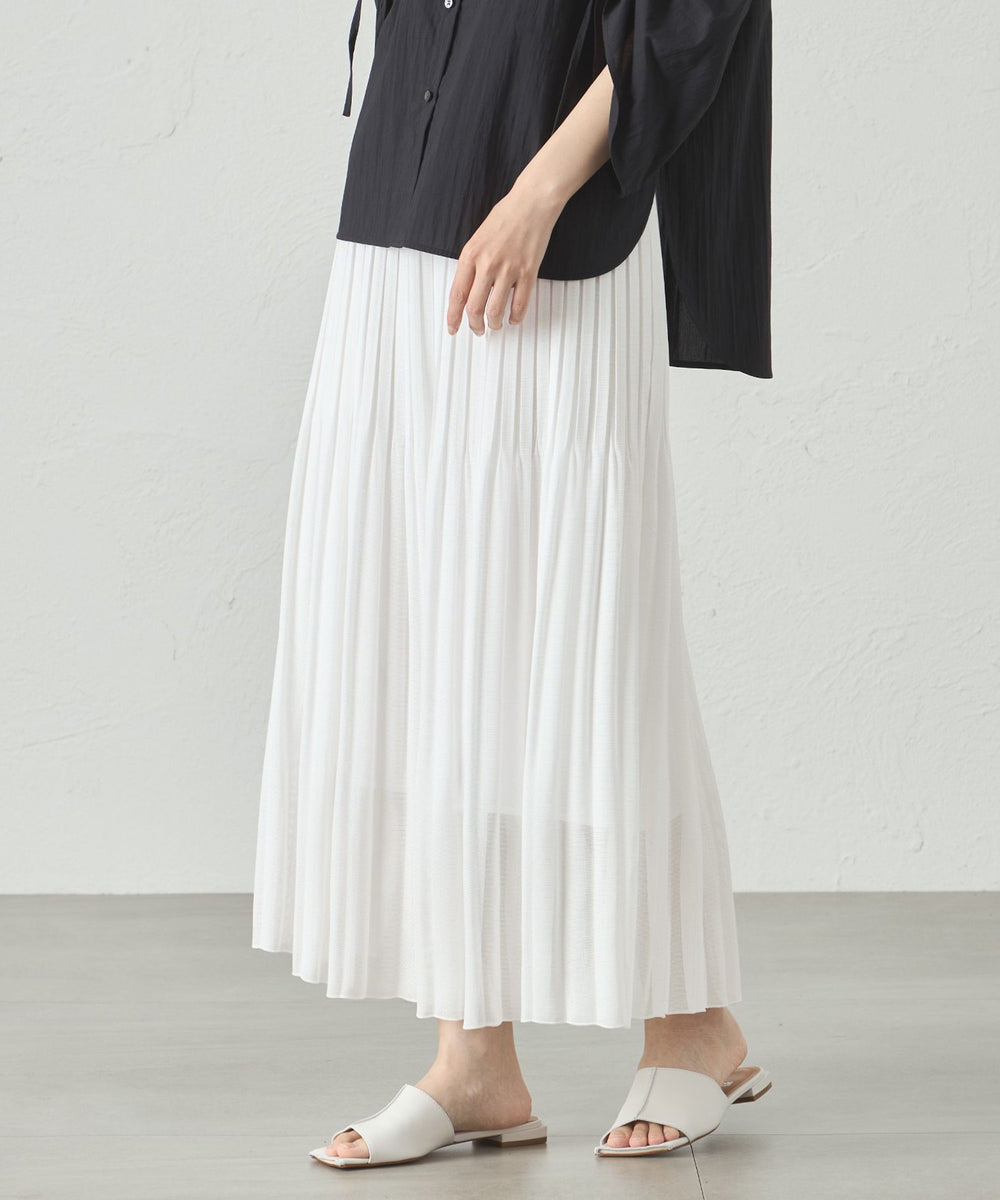 着回し抜群/セットアップ対応】メッシュカラミプリーツスカート