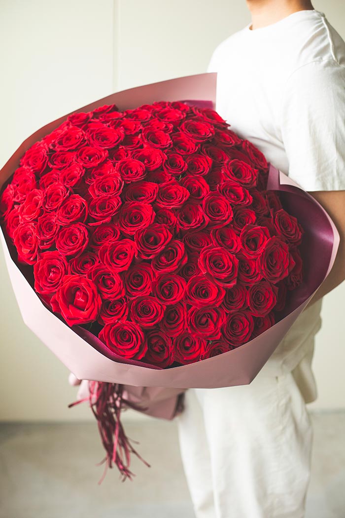 花束 ローズブーケ バラ108本 #801 RED｜HanaPrime（ハナプライム）