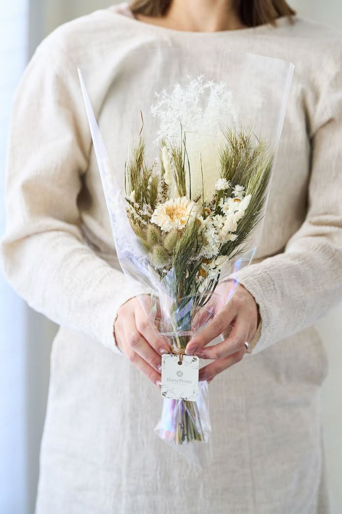 ドライフラワーミニ花束 size:M #1846 ホワイトグリーン｜HanaPrime