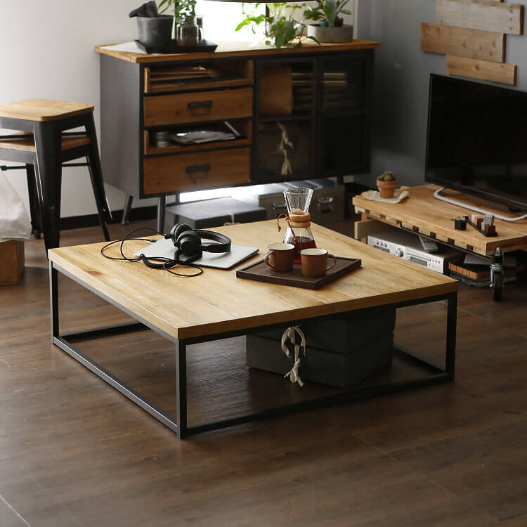 ローテーブル(ナチュラル/ダークブラウン)のヴィンテージデザイン