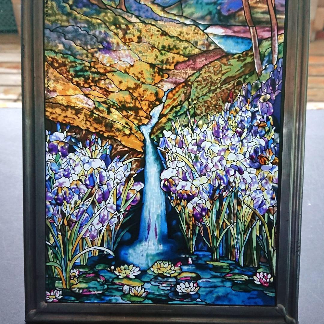 春ルイスCティファニー ステンドグラス サラ・ウィンドウ滝 グラス