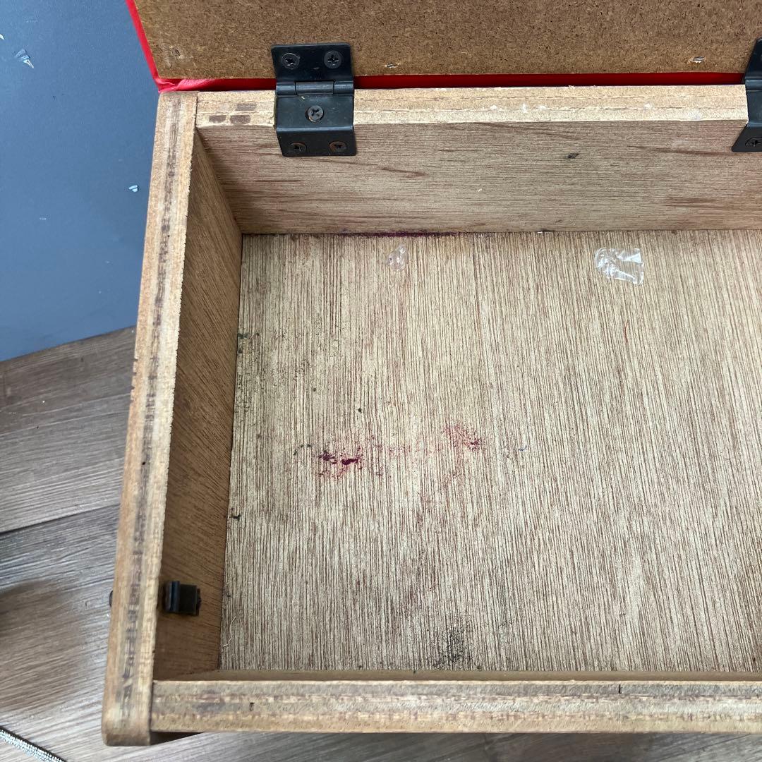 A-3 昭和レトロ 収納付き ミシンスツール ピアノ椅子 レッド 角椅子