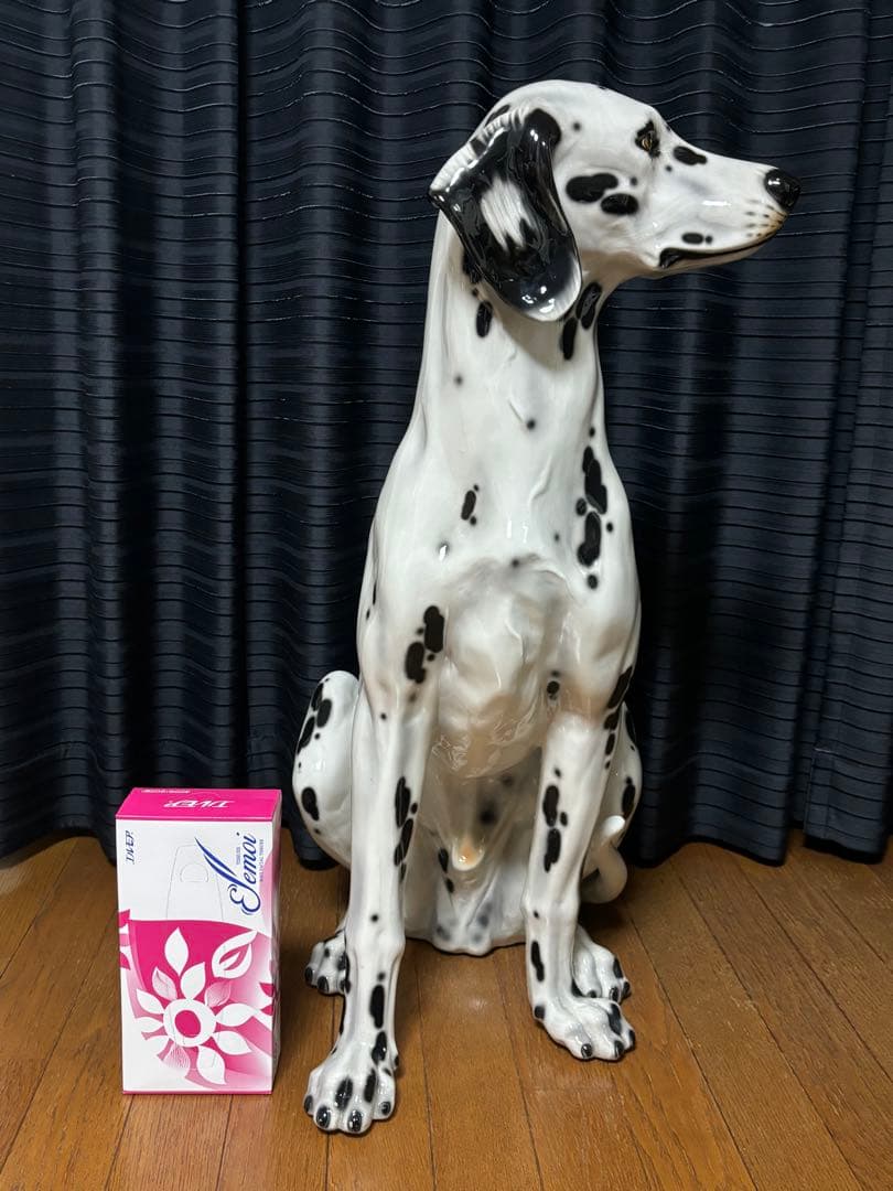イタリア製 ダルメシアン 置物 陶器 実寸 オブジェ モニュメント 犬