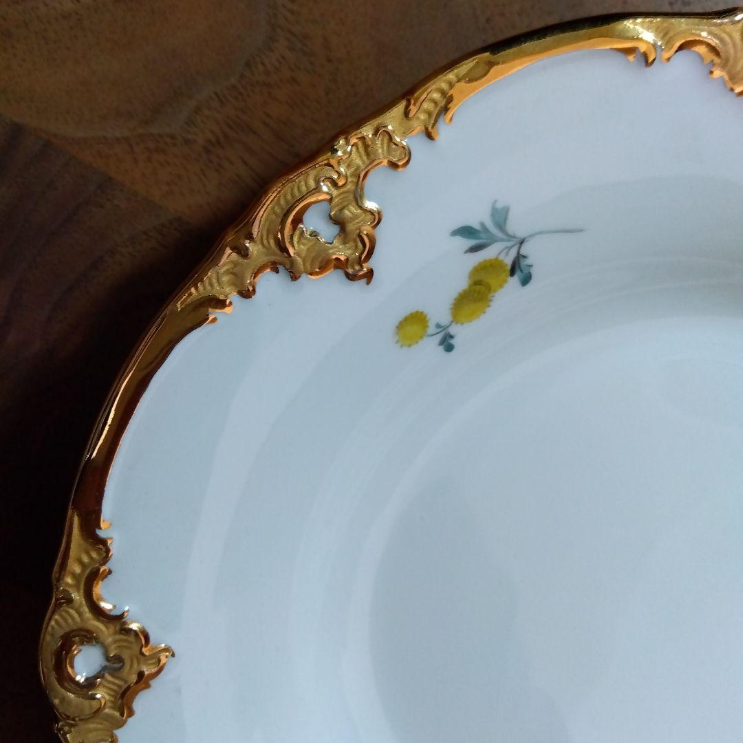 MEISSEN　マイセン　グランツゴールド　5つ花 プレート 17.5cm