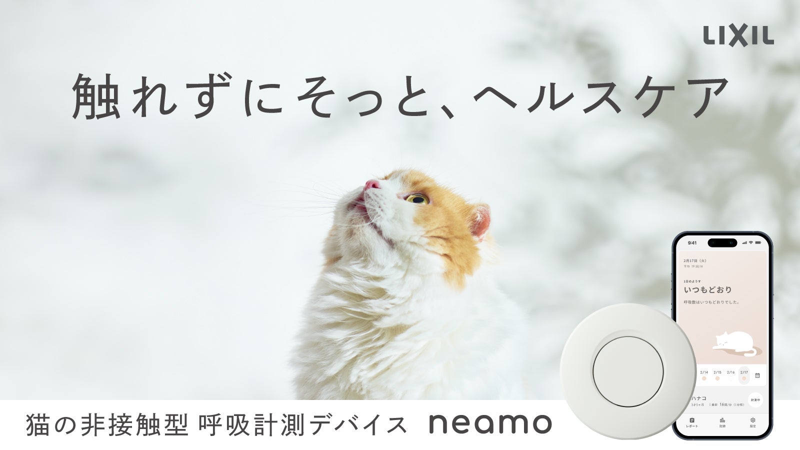 そばに置くだけ、猫に触れない健康管理。呼吸を測るneamo（ニアモ