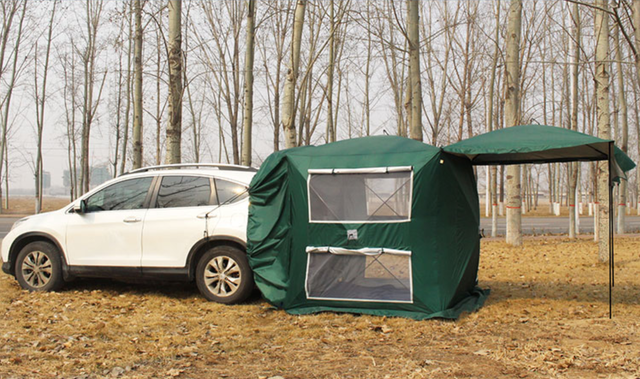 わずか60秒で組み立てが可能な『車用テント』！車と接続してスペース