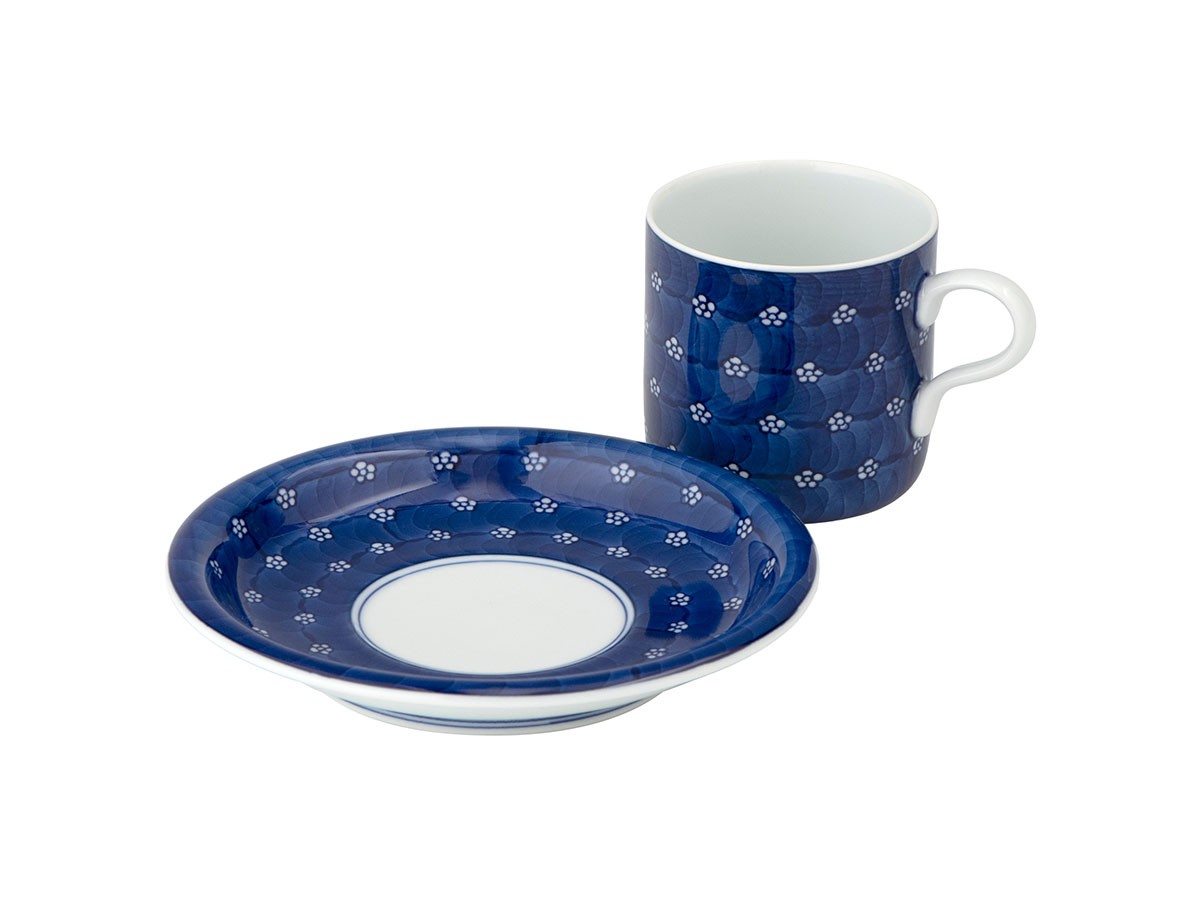 源右衛門窯 染付梅地紋 碗皿 / げんえもんがま 染付梅地紋 碗皿