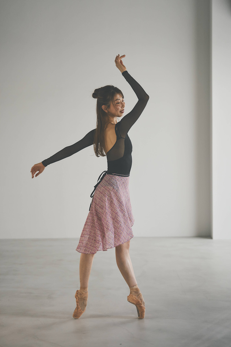 stina / pink tweed wrap skirt