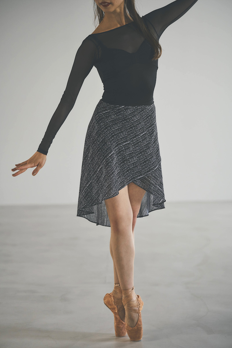 stina / black tweed wrap skirt